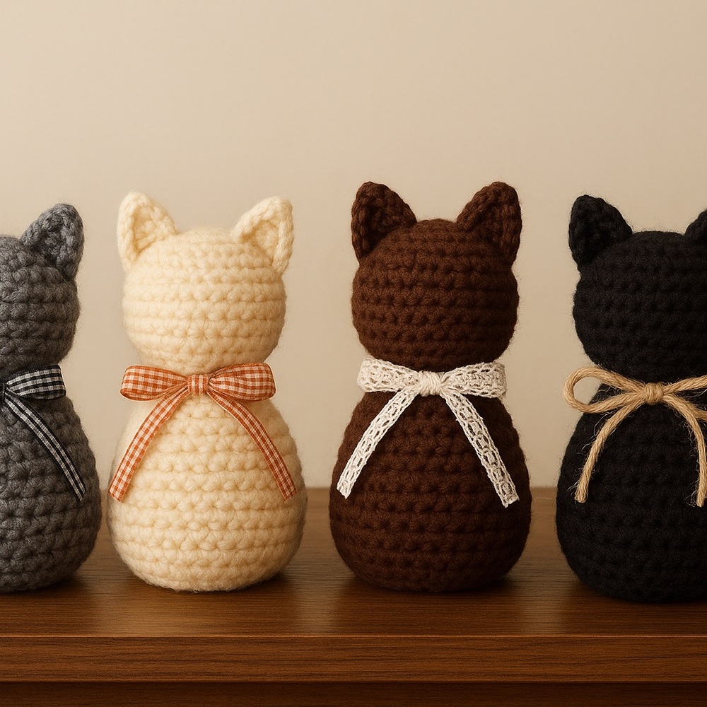 Handcrafted Cats  - Gray, Cream, Brown, Black